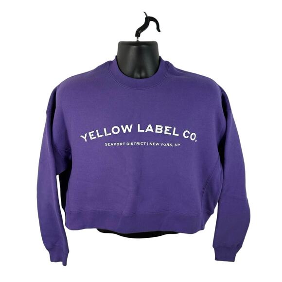 Yellow Label Co Crop Sweatshirt Crew Size XS Oversized Preppy Lounge - Picture 1 of 10